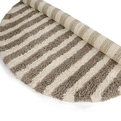 Rundt tæppe - Thira Stripe Cotton Shaggy (creme/taupe)