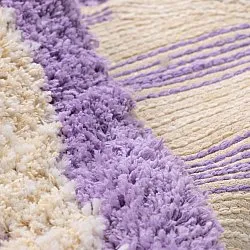 Rundt tæppe - Thira Stripe Cotton Shaggy (fløde/lys lilla)
