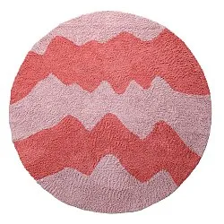 Rundt tæppe - Amira Natural Cotton Shaggy (lyserød/orange)