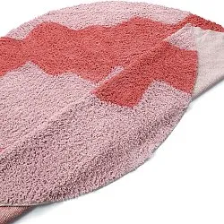 Rundt tæppe - Amira Natural Cotton Shaggy (lyserød/orange)