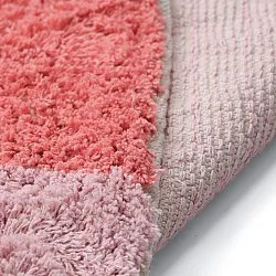Rundt tæppe - Amira Natural Cotton Shaggy (lyserød/orange)