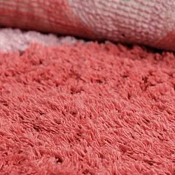 Rundt tæppe - Amira Natural Cotton Shaggy (lyserød/orange)