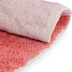 Rundt tæppe - Amira Natural Cotton Shaggy (lyserød/orange)