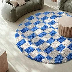Rundt tæppe - Atrani Natural Cotton Shaggy (blå)
