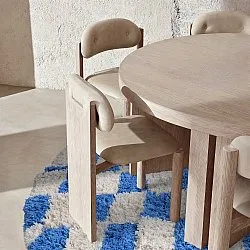 Rundt tæppe - Atrani Natural Cotton Shaggy (blå)