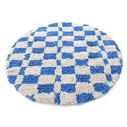 Rundt tæppe - Atrani Natural Cotton Shaggy (blå)