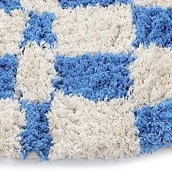 Rundt tæppe - Atrani Natural Cotton Shaggy (blå)
