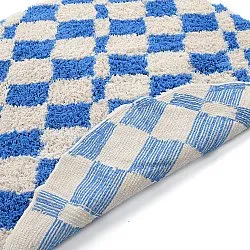 Rundt tæppe - Atrani Natural Cotton Shaggy (blå)