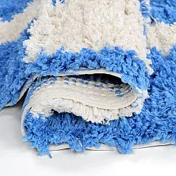 Rundt tæppe - Atrani Natural Cotton Shaggy (blå)