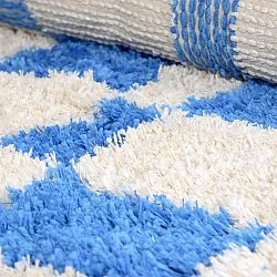 Rundt tæppe - Atrani Natural Cotton Shaggy (blå)