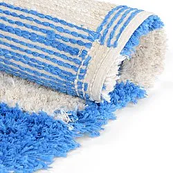 Rundt tæppe - Atrani Natural Cotton Shaggy (blå)