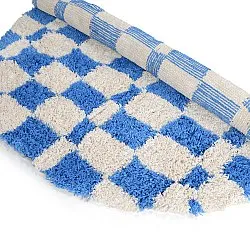 Rundt tæppe - Atrani Natural Cotton Shaggy (blå)