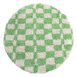 Rundt tæppe - Atrani Natural Cotton Shaggy (grøn)