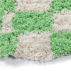 Rundt tæppe - Atrani Natural Cotton Shaggy (grøn)