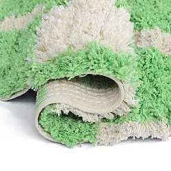 Rundt tæppe - Atrani Natural Cotton Shaggy (grøn)