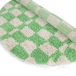 Rundt tæppe - Atrani Natural Cotton Shaggy (grøn)