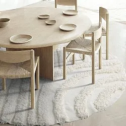 Rundt tæppe - Cazorla Natural Cotton Shaggy (off-white)
