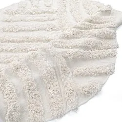 Rundt tæppe - Cazorla Natural Cotton Shaggy (off-white)