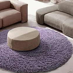 Rundt tæppe - Combarro Solid Cotton Shaggy (lys lilla)