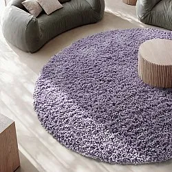 Rundt tæppe - Combarro Solid Cotton Shaggy (lys lilla)