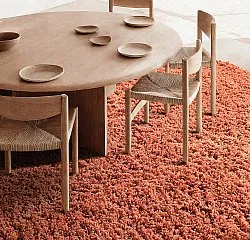 Rundt tæppe - Combarro Solid Cotton Shaggy (lys orange)