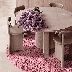 Rundt tæppe - Combarro Solid Cotton Shaggy (lyserosa)