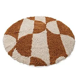 Rundt tæppe - Kalymnos Natural Cotton Shaggy (offwhite/okker)