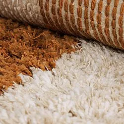 Rundt tæppe - Kalymnos Natural Cotton Shaggy (offwhite/okker)