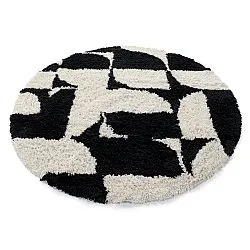 Rundt tæppe - Marvao Natural Cotton Shaggy (offwhite/sort)