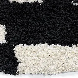 Rundt tæppe - Marvao Natural Cotton Shaggy (offwhite/sort)