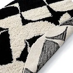 Rundt tæppe - Marvao Natural Cotton Shaggy (offwhite/sort)
