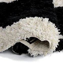 Rundt tæppe - Marvao Natural Cotton Shaggy (offwhite/sort)