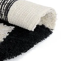 Rundt tæppe - Marvao Natural Cotton Shaggy (offwhite/sort)