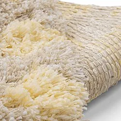 Rundt tæppe - Methoni Check Cotton Shaggy (creme/lysegul)