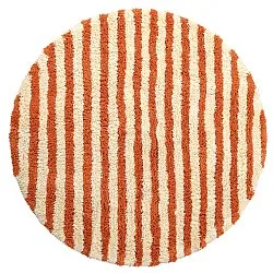 Rundt tæppe - Thira Stripe Cotton Shaggy (lysegul/lys orange)