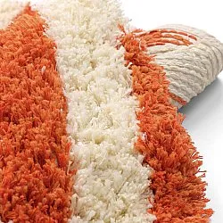 Rundt tæppe - Thira Stripe Cotton Shaggy (lysegul/lys orange)