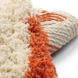 Rundt tæppe - Thira Stripe Cotton Shaggy (lysegul/lys orange)