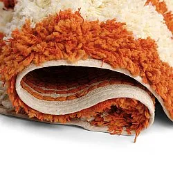 Rundt tæppe - Thira Stripe Cotton Shaggy (lysegul/lys orange)