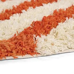 Rundt tæppe - Thira Stripe Cotton Shaggy (lysegul/lys orange)