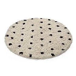 Rundt tæppe - Soria Natural Cotton Shaggy (offwhite/sort)