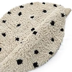 Rundt tæppe - Soria Natural Cotton Shaggy (offwhite/sort)