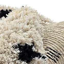 Rundt tæppe - Soria Natural Cotton Shaggy (offwhite/sort)