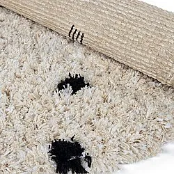 Rundt tæppe - Soria Natural Cotton Shaggy (offwhite/sort)