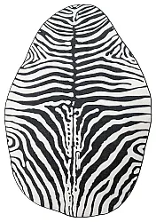 Rundt bølget Wilton-tæppe - Zebra (sort/hvid)