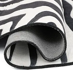 Rundt bølget Wilton-tæppe - Zebra (sort/hvid)