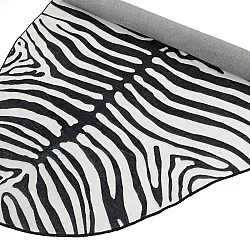 Rundt bølget Wilton-tæppe - Zebra (sort/hvid)