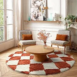 Runde tæpper - Albi (hvid/orange)