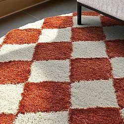 Runde tæpper - Albi (hvid/orange)