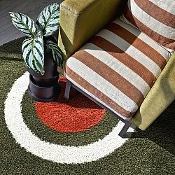 Runde tæpper - Alsace (grøn/hvid/orange)