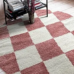 Runde tæpper - Gordes (lyserød/hvid)